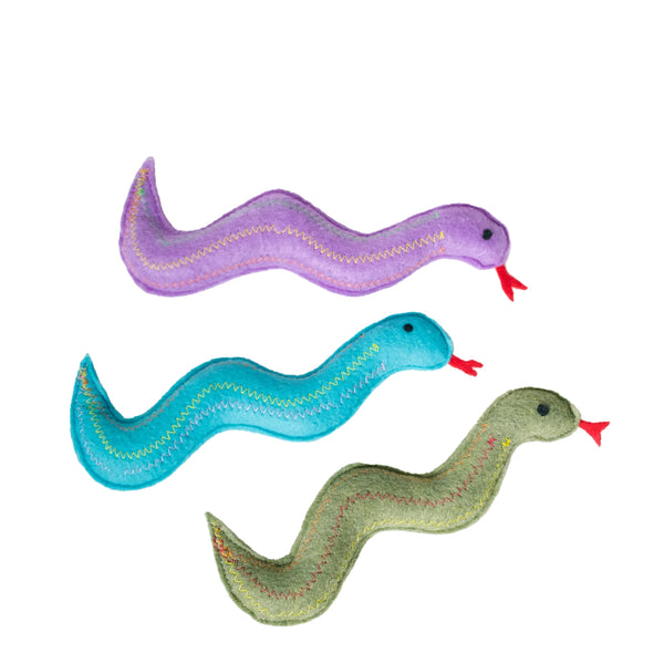 Squiggly Snake (1 Snake) - Catnip/Silvervine Cat Toy